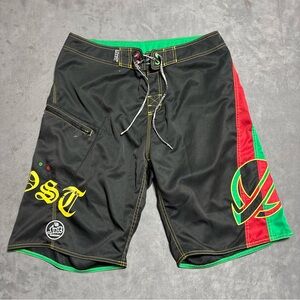 Vintage Lost Enterprises Board Shorts Sz 36 Rastafari Reggae Swim Trunks